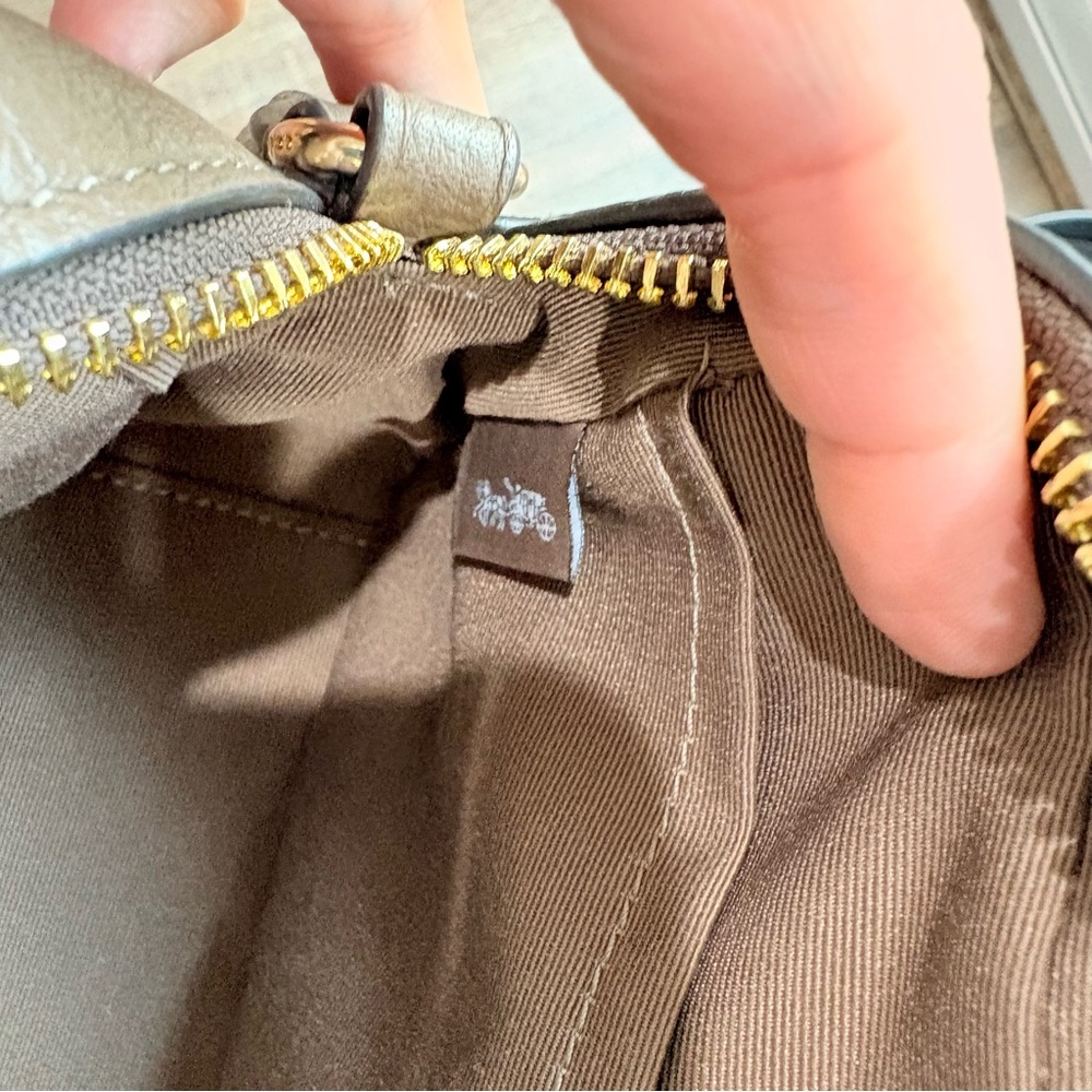 COACH Authentic Taupe Brown Pebbled Leather Crossbody Bag with Gold Hardware - Picture 14 of 16